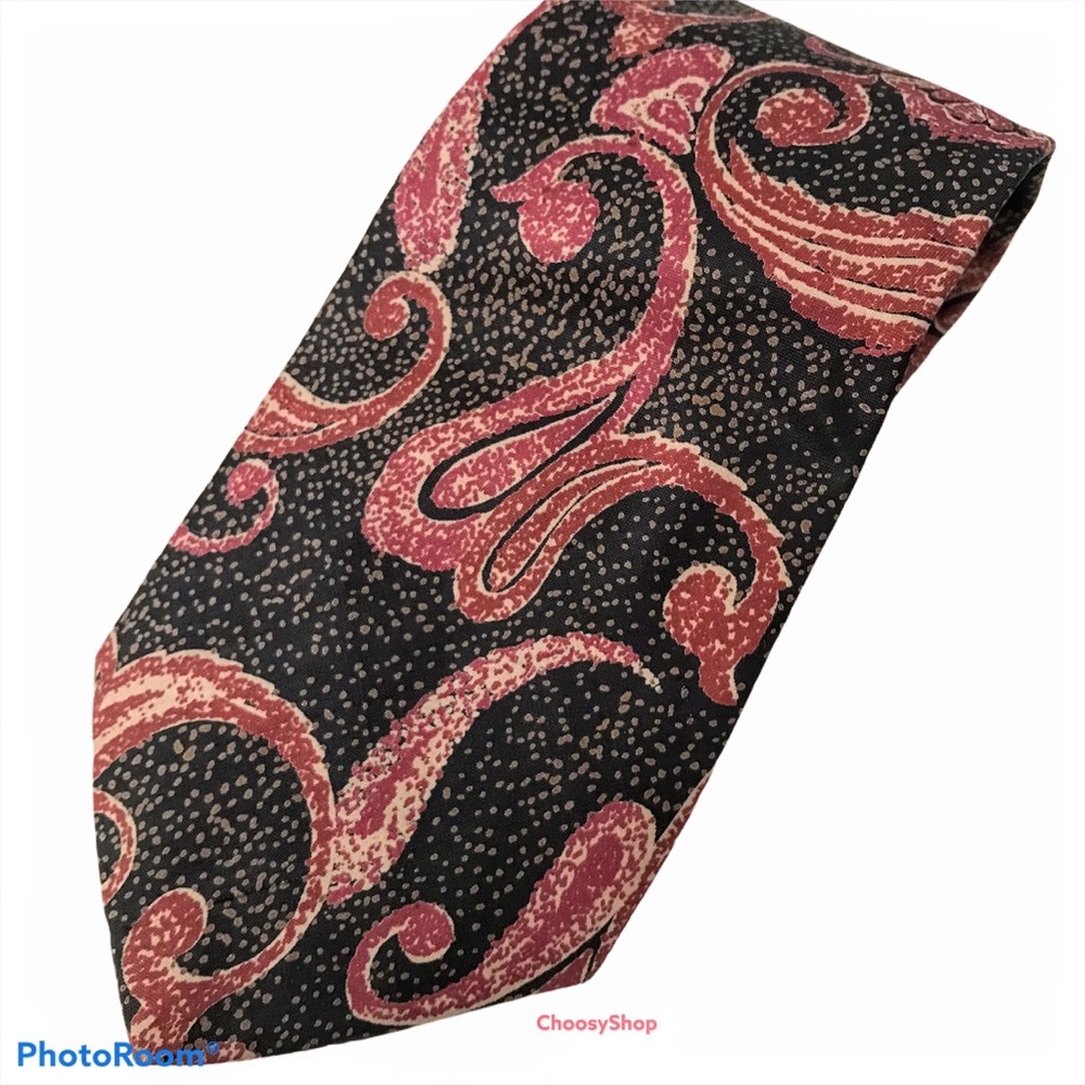 Handmade Tie ThaiSilk Burgundy Black Brown Tan Paisley Tie